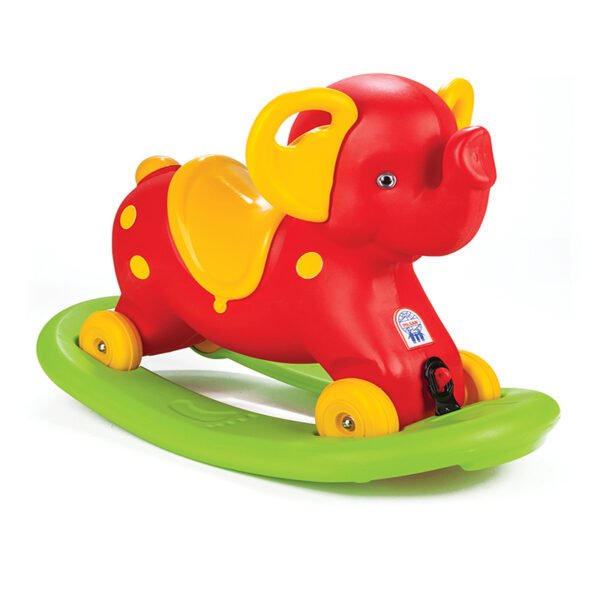 Balansoar elefant 2 in 1 cu roti Rosu