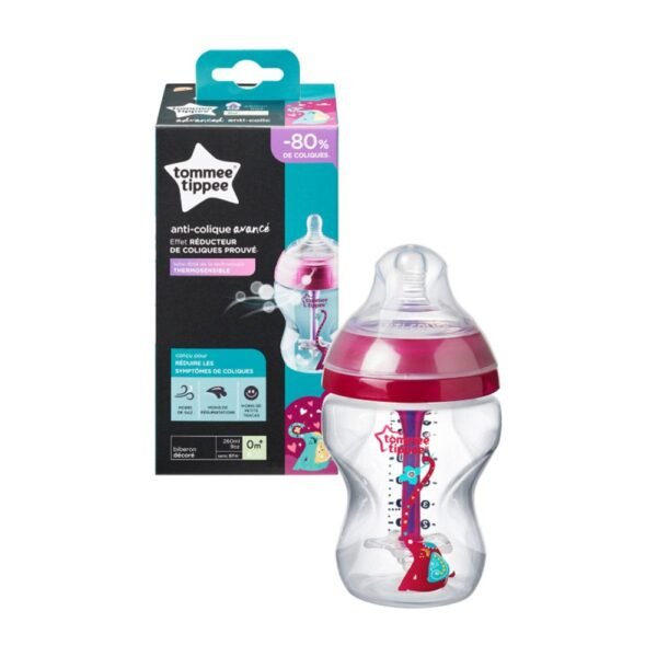 Biberon Advanced anticolici cu sistem de ventilatie Tommee Tippee 260 ml pink