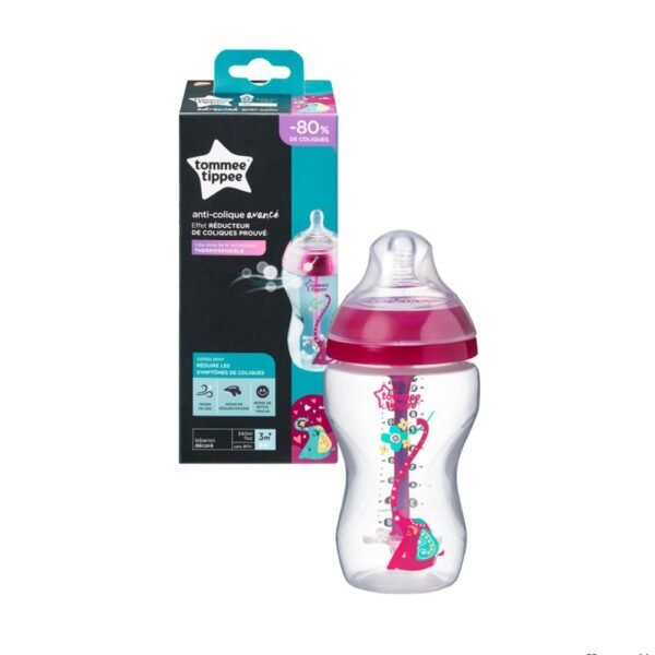 Biberon Advanced anticolici cu sistem de ventilatie Tommee Tippee 340 ml pink