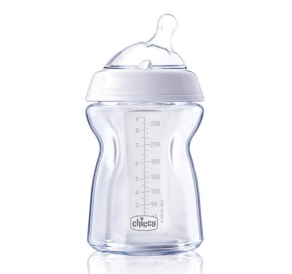 Biberon Chicco Natural Feeling PureGlass 250ml tetina silicon flux normal 0luni 0 bpa