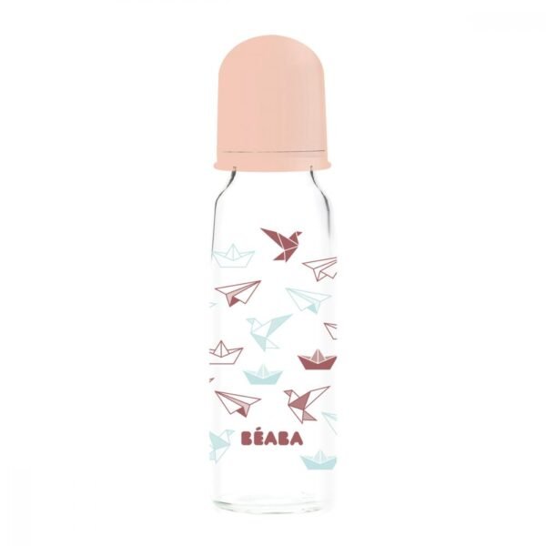Biberon de sticla Origami 250ml Roz