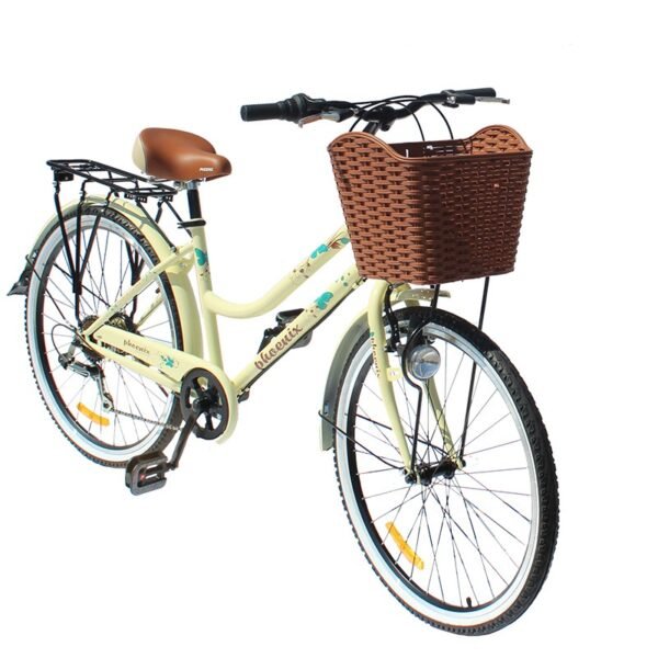 Bicicleta dama cu cos roti 26 inch 7 viteze schimbator shimano cadru otel 17 frane pe disc