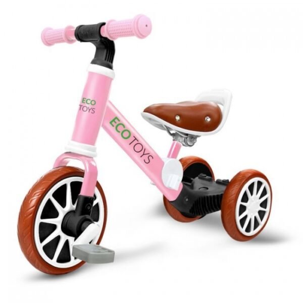 Bicicleta de echilibru 3 in 1 cu pedale pentru copii ecotoys lc v1322 roz
