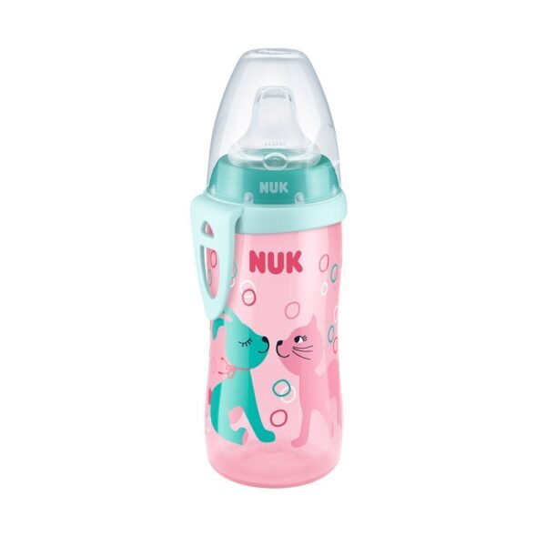 Cana cu duza din silicon Nuk Active Cup 300 ml pink green
