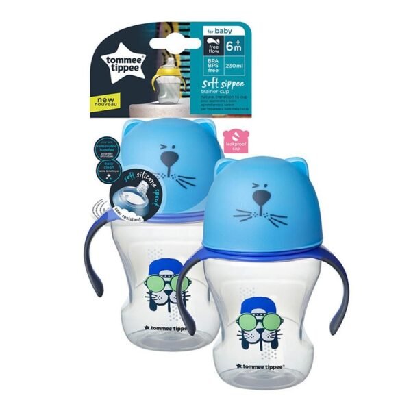 Cana de tranzitie cu cioc moale Tommee Tippee 260 ml blue 6 luni