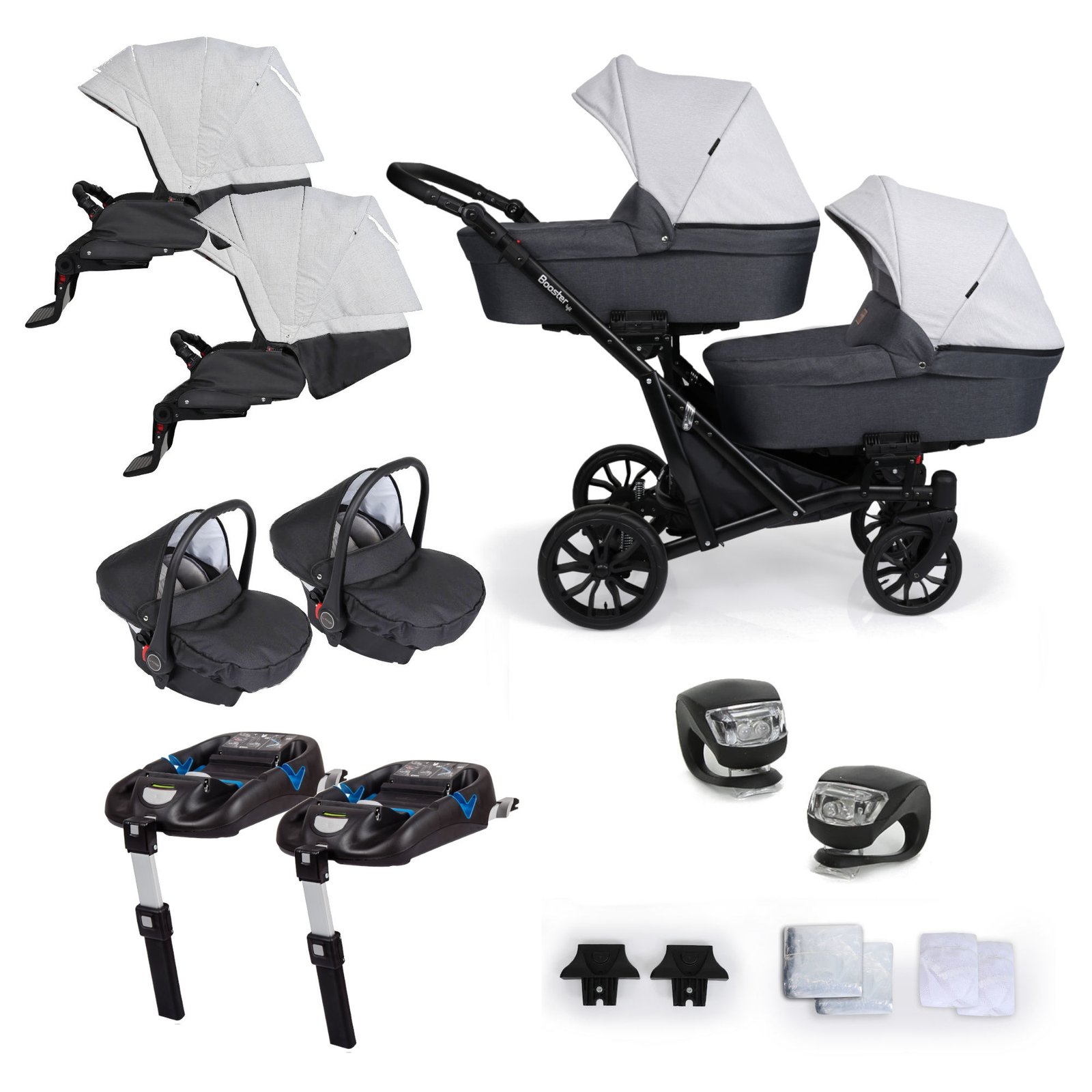Carucior gemeni kunert booster light isofix 3 in 1 gri/grafit Carucior gemeni kunert booster light isofix 3 in 1 grigrafit