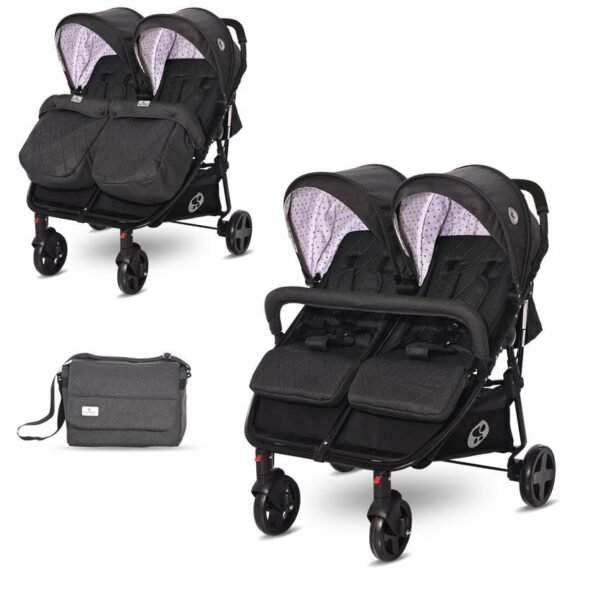 Carucior pentru gemeni duo black dots