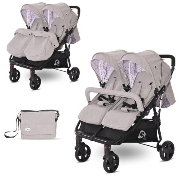 Carucior pentru gemeni duo grey dots