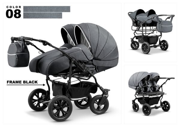 Carucior pentru gemeni mikado duet lux d 08 3 in 1