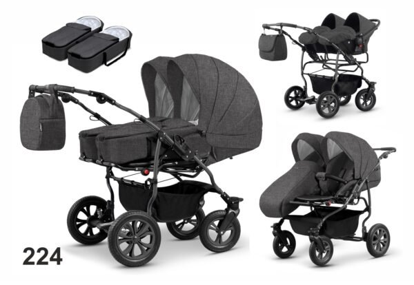 Carucior pentru gemeni mikado duet lux d 224 3 in 1