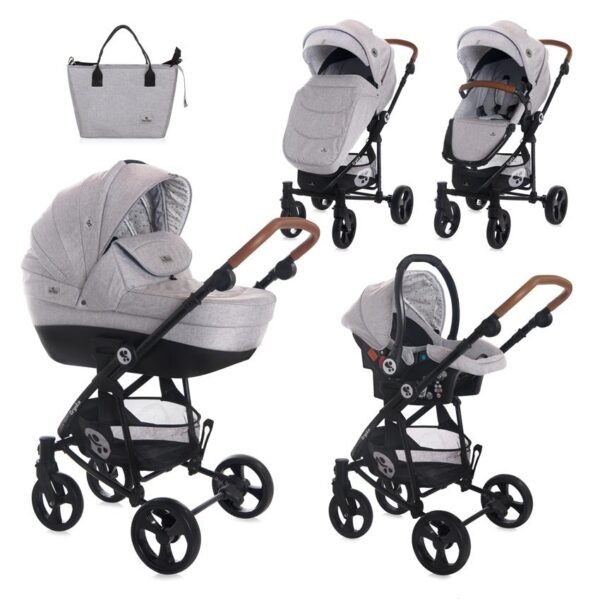 Carucior set 3 in 1 crysta cadru din aluminiu opaline grey