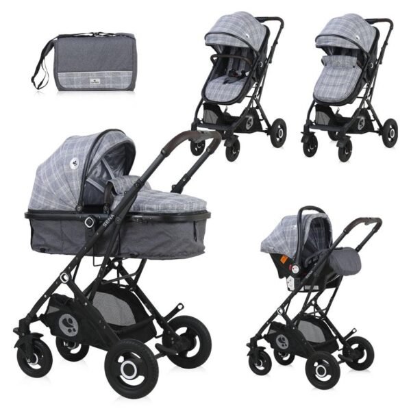 Carucior set sena cos auto inclus cadru aluminiu pliere compacta grey squared