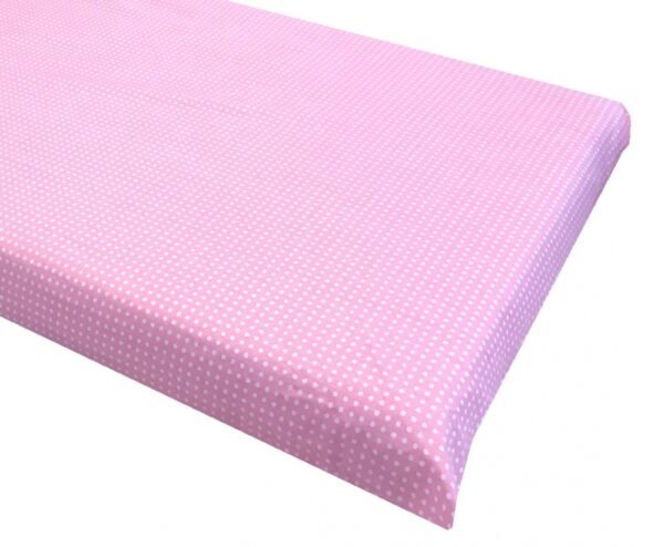 Cearsaf cu elastic pe colt 140x70 cm Buline albe pe roz