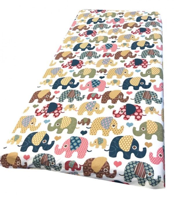 Cearsaf cu elastic pe colt 140x70 cm Elefanti maro