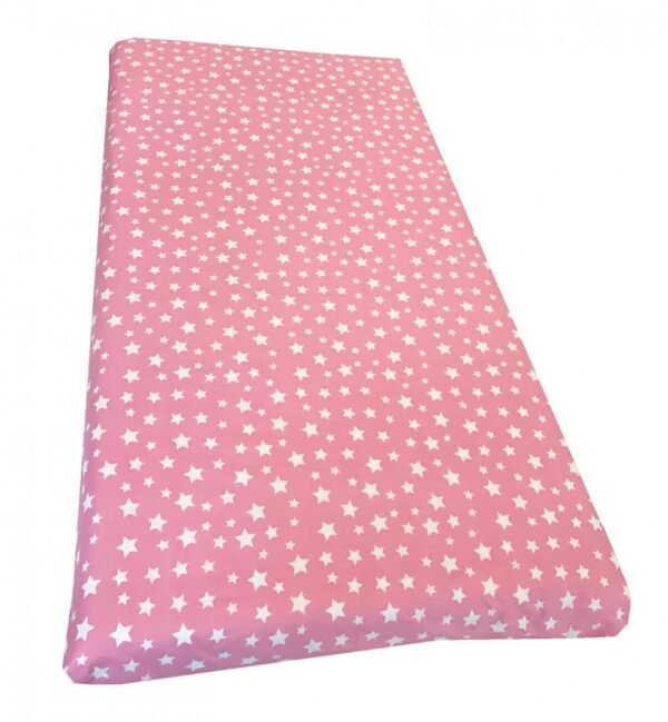 Cearsaf cu elastic pe colt 140x70 cm Stelute albe pe roz