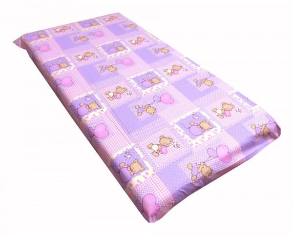 Cearsaf cu elastic pe colt 140x70 cm Ursuleti pe roz