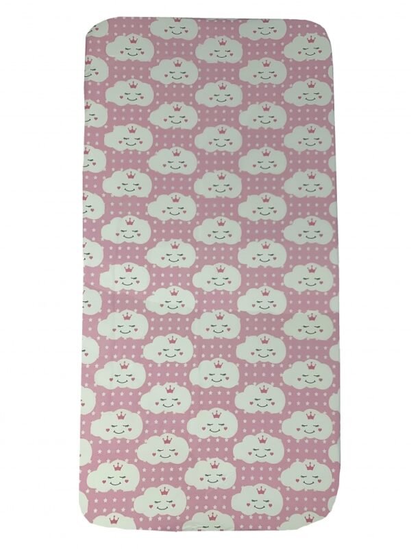 Cearsaf cu elastic roata 120x60 cm Norisori zambareti roz