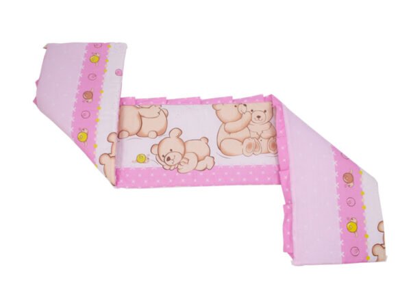 Lenjerie patut cu 4 piese 120x60cm Teddy Friends Roz M1