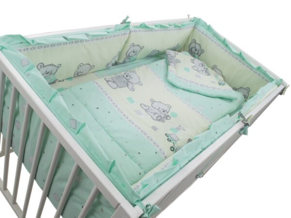 Lenjerie patut cu 5 piese 120x60cm Teddy Toys Turquoise M1