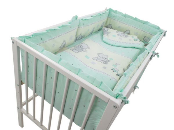 Lenjerie patut cu 5 piese 120x60cm Teddy Toys Turquoise M2