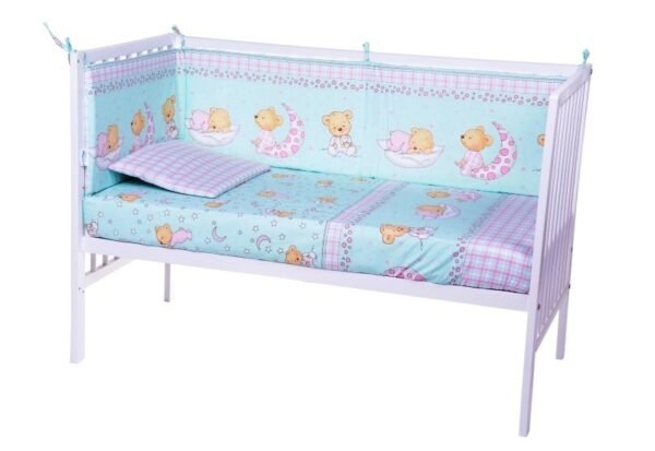 Lenjerie patut cu 5 piese Sleepy Little Bear Turquoise 018