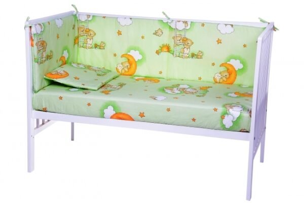 Lenjerie patut cu 5 piese Sleepy Teddy Bear Green 007