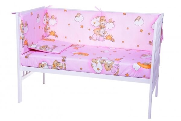 Lenjerie patut cu 5 piese Sleepy Teddy Bear Pink 008