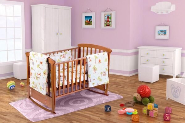 Lenjerie patut cu 6 piese si protectii laterale complete Jungle 120x60 cm