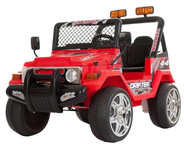 Masinuta electrica cu doua locuri si roti din plastic Drifter Jeep 4x4 Rosu