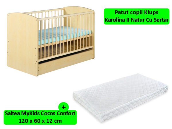 Patut Cu Sertar Klups Karolina II Natur Saltea 12