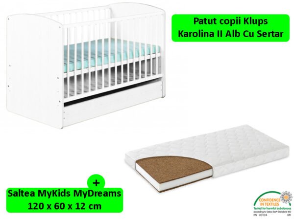 Patut cu sertar Klups Karolina II Alb Saltea 12 MyDreams
