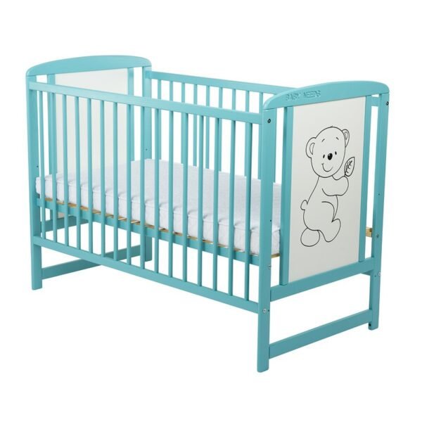 Patut din lemn Timmi 120x60 cm cu laterala culisanta Mint