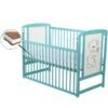 Patut din lemn Timmi 120x60 cm cu laterala culisanta Mint Saltea 10 cm 6