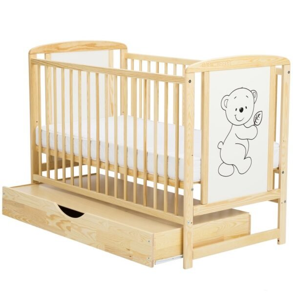 Patut din lemn Timmi 120x60 cm cu sertar Natur