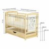 Patut din lemn Timmi 120x60 cm cu sertar Natur Saltea 10 cm 6