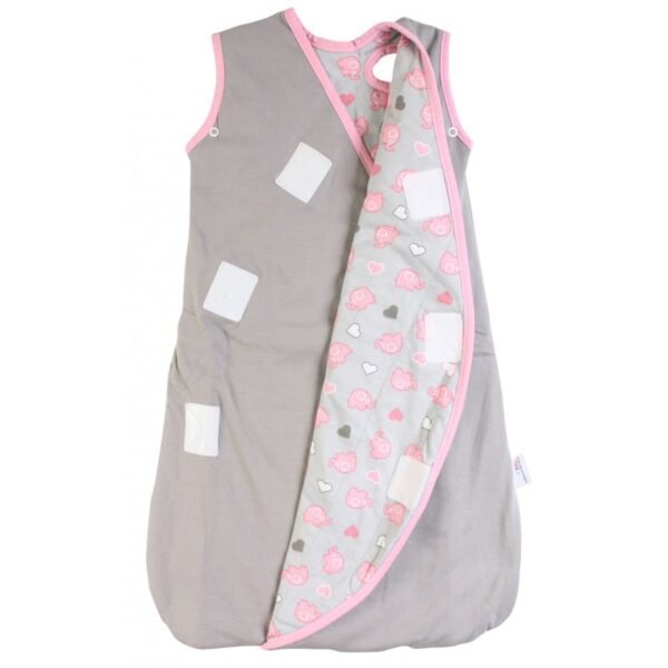 Sac de dormit multifunctional Grey Pink Elephant Travel 1 3 ani