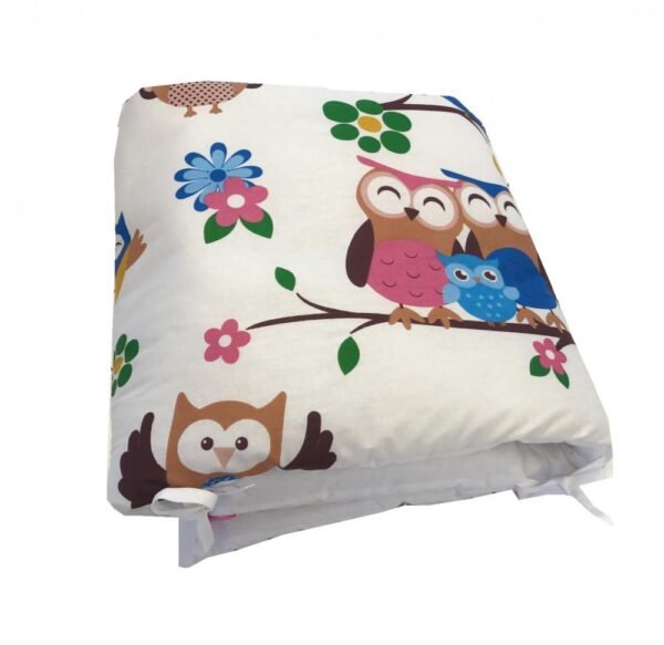 Set de aparatori pufoase h39 pat 120x60 cm DeLuxe Bufnite cu maro