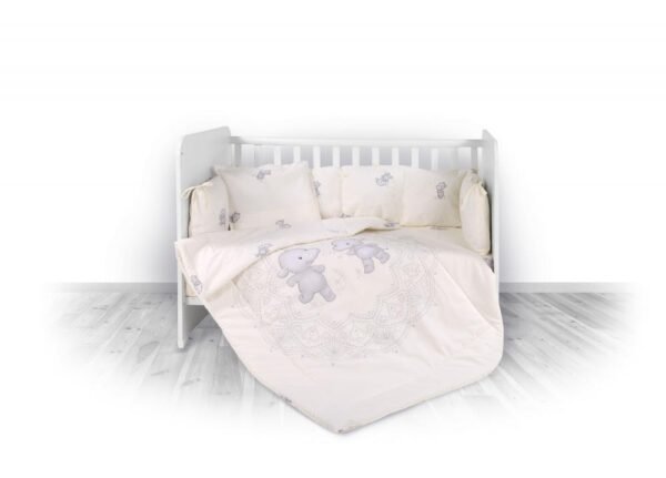 Set lenjerie pat 8 piese bumbac ranforce Trend Happy Hippo Beige