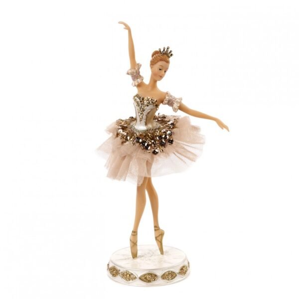 Statueta balerina dansand costum tiul crem