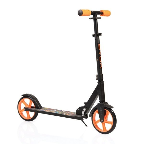 Trotineta aluminiu pliabila cu 2 roti unisex peste 3 ani Byox Moni Flurry negru portocaliu