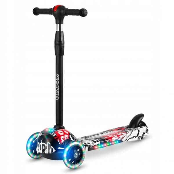 Trotineta cu roti cu led ricokids piko 765010 negru alb rosu