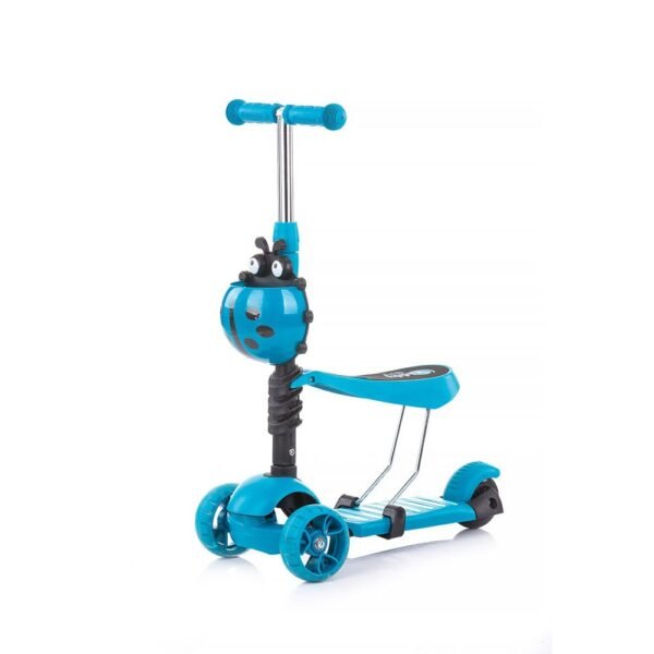 Trotineta cu scaun 3 roti pentru baieti peste 3 ani Chipolino Kiddy Evo albastru cu luminite