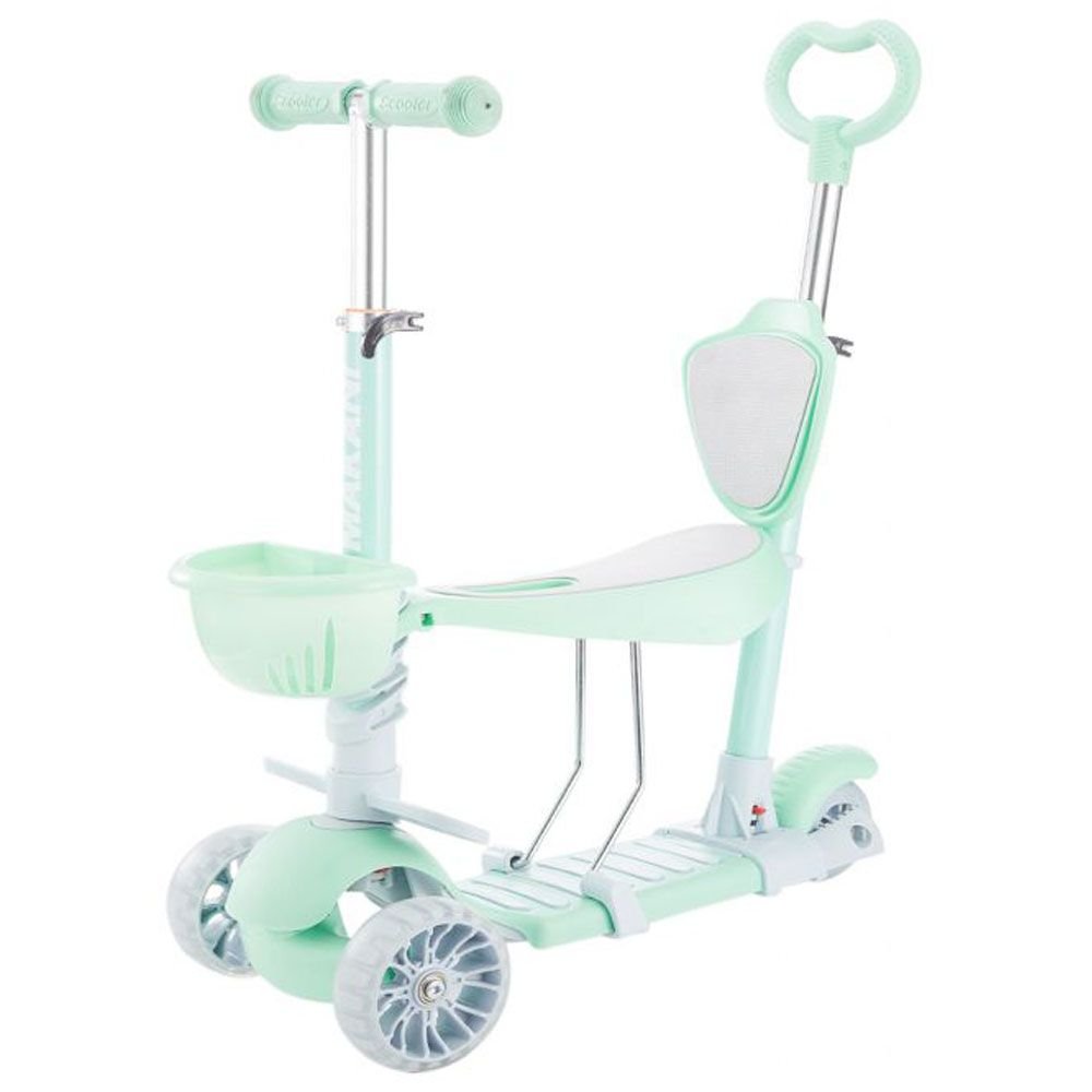 Trotineta cu scaun 3 roti unisex peste 1 an Kikka Makani 4 in 1 BonBon verde cu luminite Trotineta cu scaun 3 roti unisex peste 1 an Kikka Makani 4 in 1 BonBon verde cu luminite