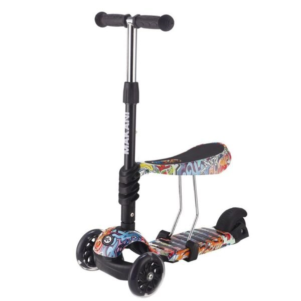 Trotineta cu scaun 3 roti unisex peste 18 luni Kikkaride 3 in 1 Ride and Skate Scretch cu luminite